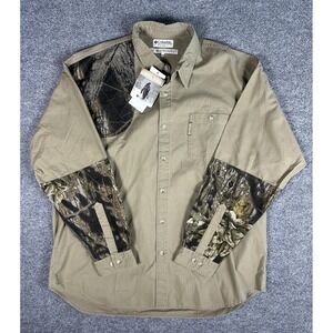Columbia Sharptail Shirt Mens 2XL Beige Mossy Oak Camo Hunting Button Up Outdoor
